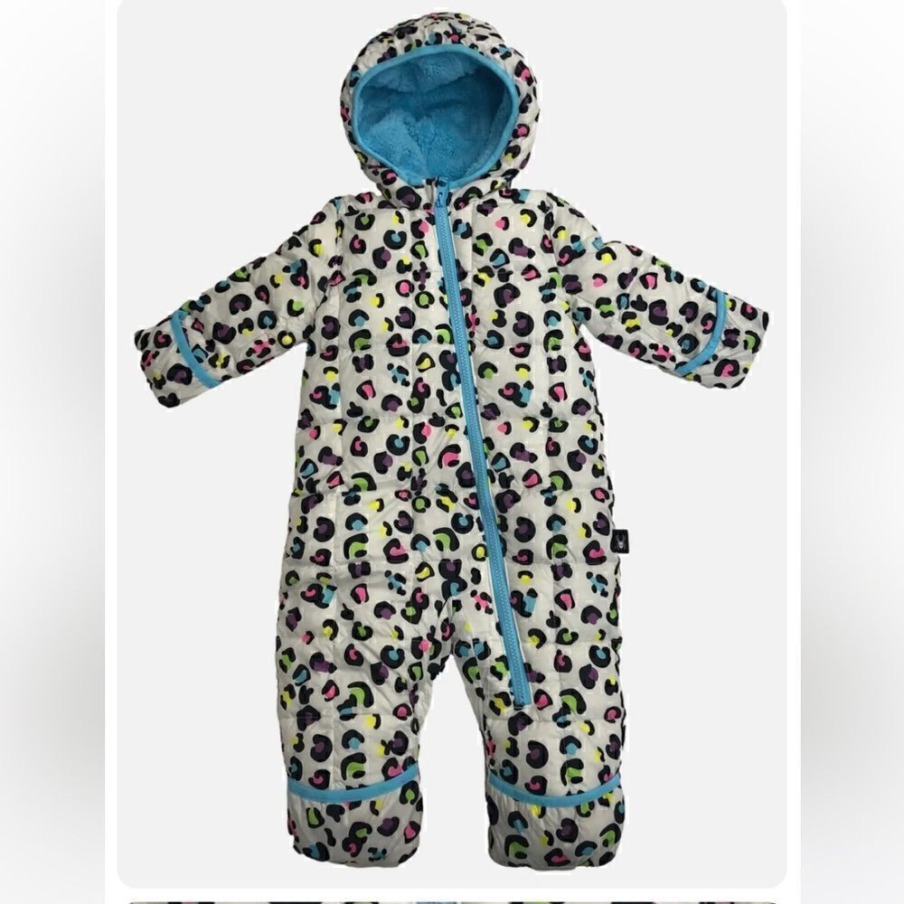 Spyder Infant Girls Colorful Leopard Print Hoodie Snowsuit Pram Snow Suit
